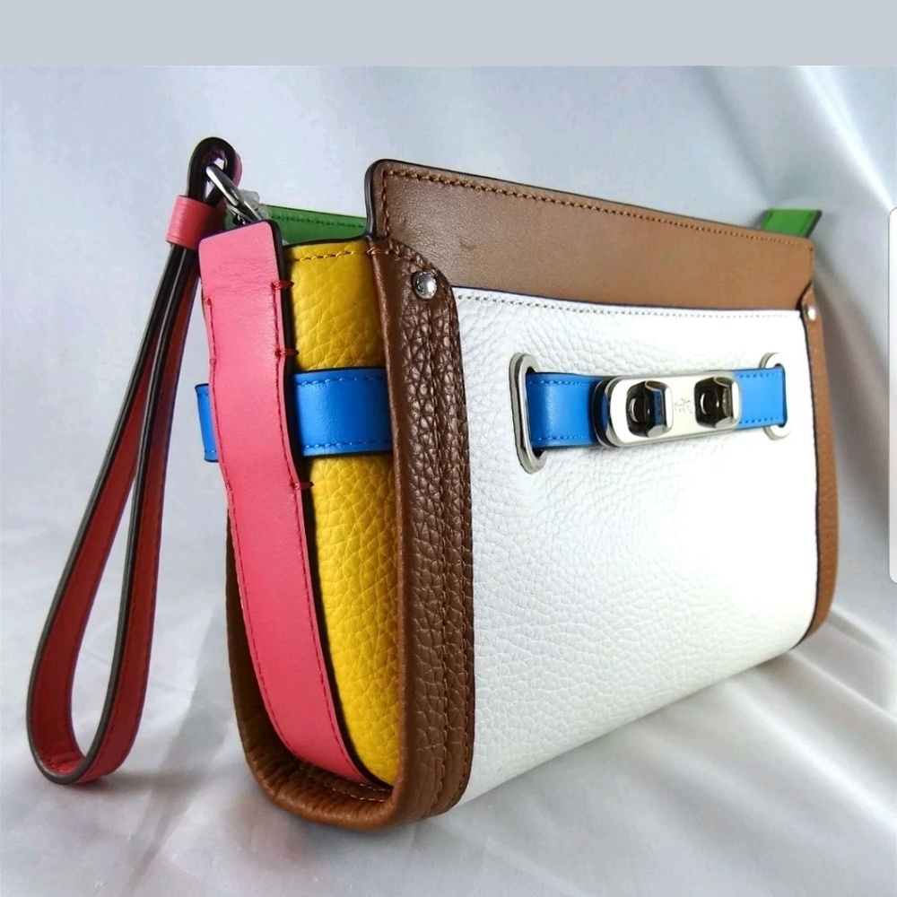 Coach 65585 Rainbow Colorblock Swagger Wristlet